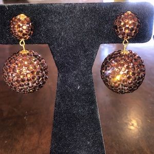 Smoky Topaz Crystal Balls Earrings-Boutique